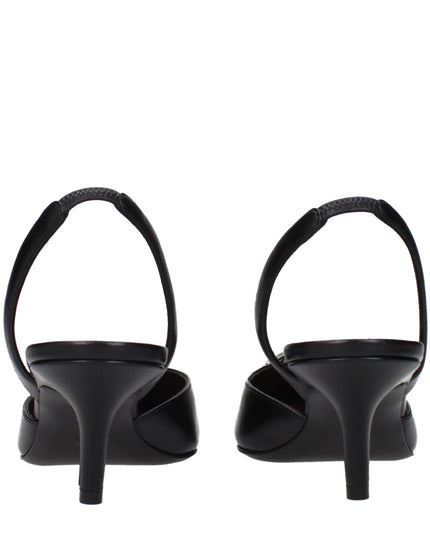 Amina Muaddi Black Leather High Heel Pumps