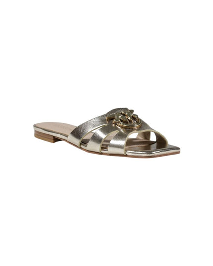 PINKO Gold Leather Flat Sandals