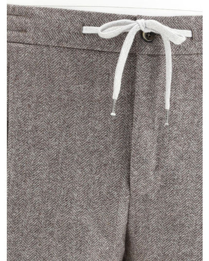 PT Torino Brown Fleece Wool Casual Pants