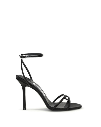Jimmy Choo Black Calf Leather Bos Taurus Stiletto Heel Sandals