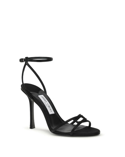 Jimmy Choo Black Calf Leather Bos Taurus Stiletto Heel Sandals