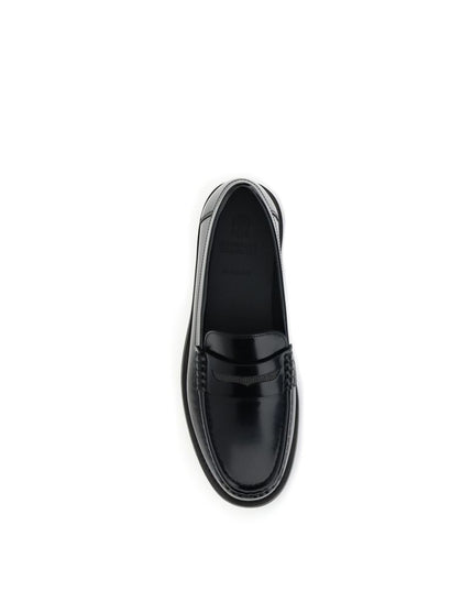 Brunello Cucinelli Black Leather Slip-On Loafers