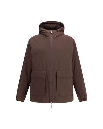 LAMINAR Brown Nylon Full-Length Jacket