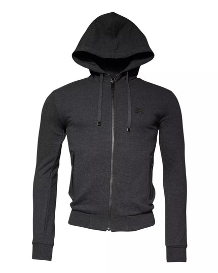 Dolce & Gabbana Gray Logo Full Zip Hooded Sweatshirt Sweater