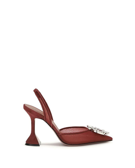 Amina Muaddi Bordeaux Polyester High Heel Pumps