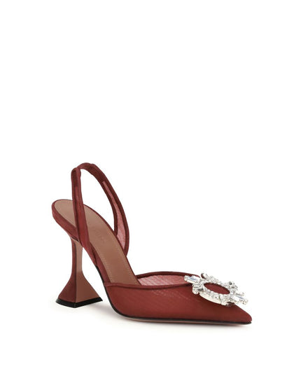 Amina Muaddi Bordeaux Polyester High Heel Pumps