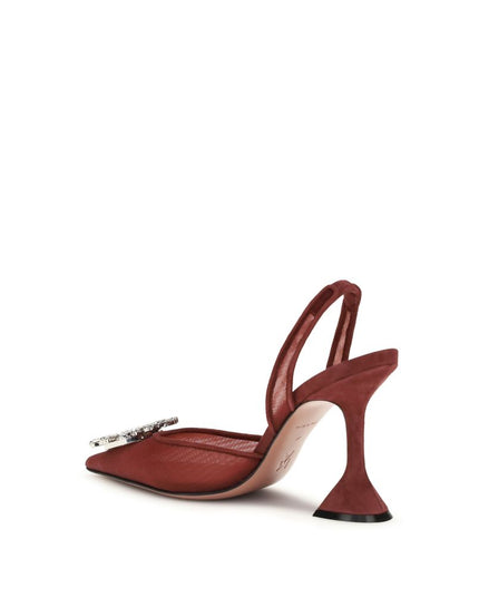 Amina Muaddi Bordeaux Polyester High Heel Pumps