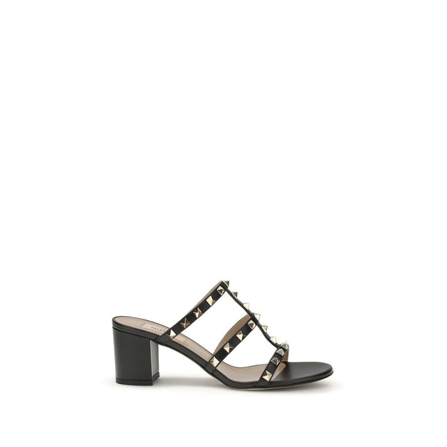 Valentino Garavani Black Calf Leather Bos Taurus Platform Sandals