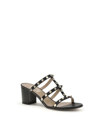 Valentino Garavani Black Calf Leather Bos Taurus Platform Sandals