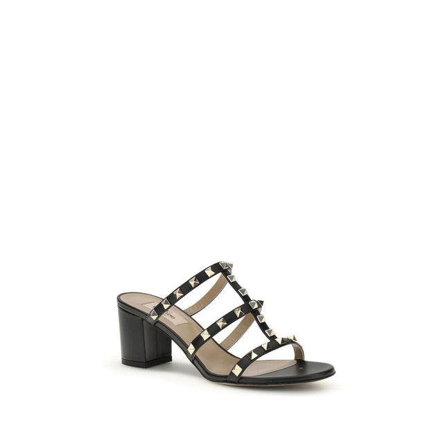 Valentino Garavani Black Calf Leather Bos Taurus Platform Sandals