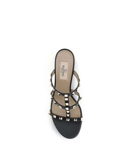 Valentino Garavani Black Calf Leather Bos Taurus Platform Sandals