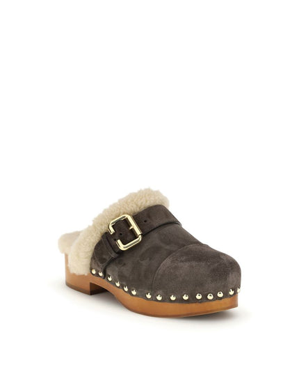 Chloé Brown Fur Clogs