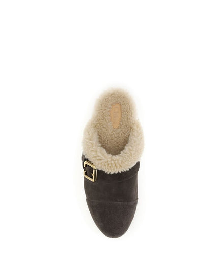 Chloé Brown Fur Clogs