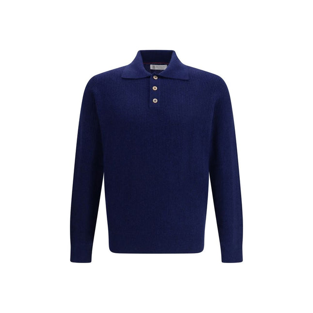 Brunello Cucinelli Blue Cashmere Polo Shirt