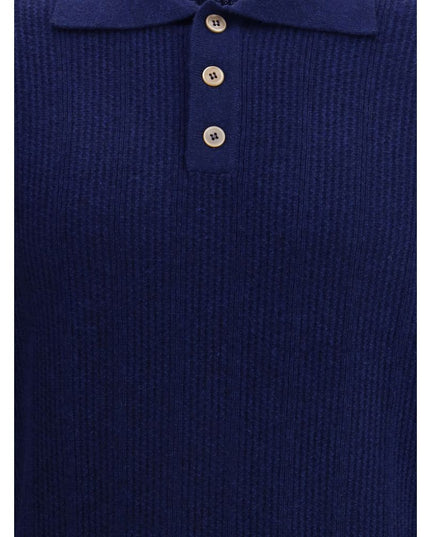 Brunello Cucinelli Blue Cashmere Polo Shirt