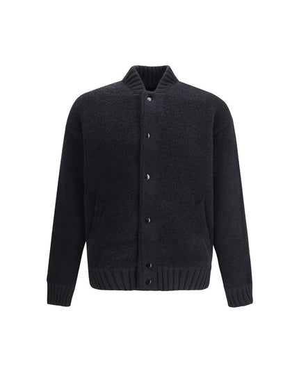 Laneus Black Merino Wool Bomber