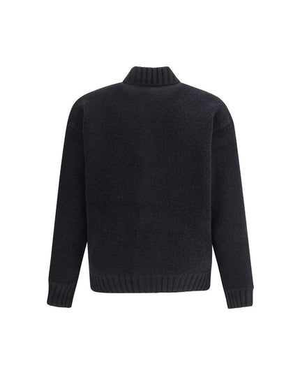 Laneus Black Merino Wool Bomber