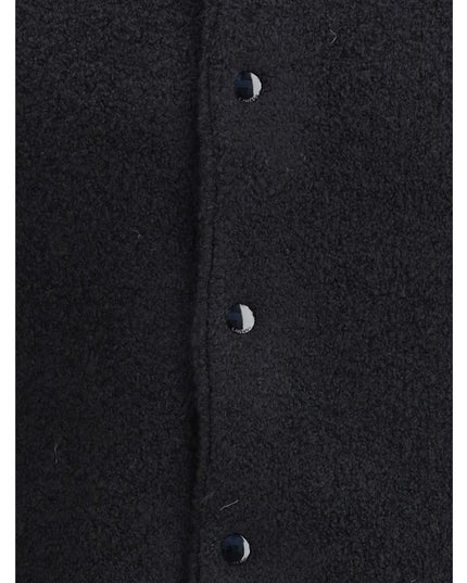 Laneus Black Merino Wool Bomber