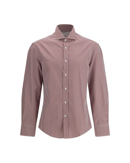Brunello Cucinelli Red Cotton Pattern Shirt