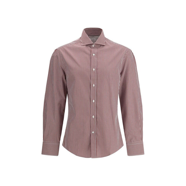 Brunello Cucinelli Red Cotton Pattern Shirt