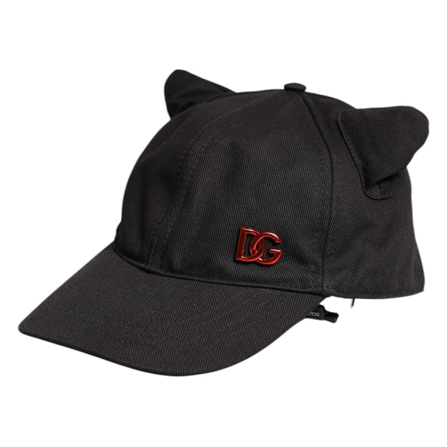Dolce & Gabbana Black Cotton Logo Patch 6 Panels Baseball Cap Hat