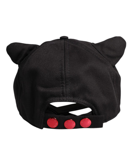 Dolce & Gabbana Black Cotton Logo Patch 6 Panels Baseball Cap Hat