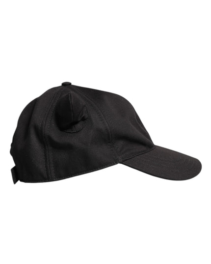Dolce & Gabbana Black Cotton Logo Patch 6 Panels Baseball Cap Hat