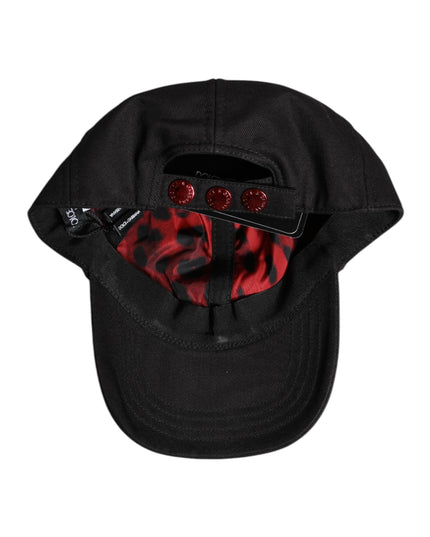 Dolce & Gabbana Black Cotton Logo Patch 6 Panels Baseball Cap Hat