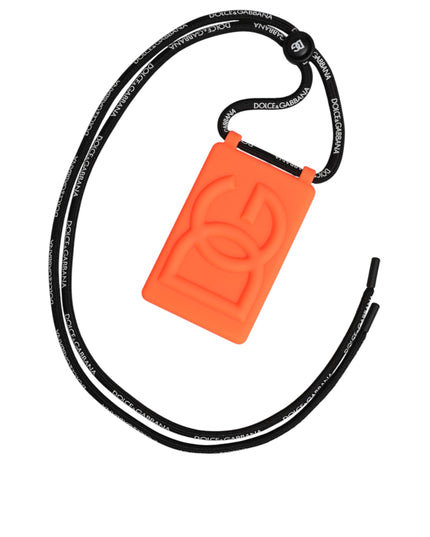 Dolce & Gabbana Holder Neon Orange Rubber DG Embossed Adjustable Badge