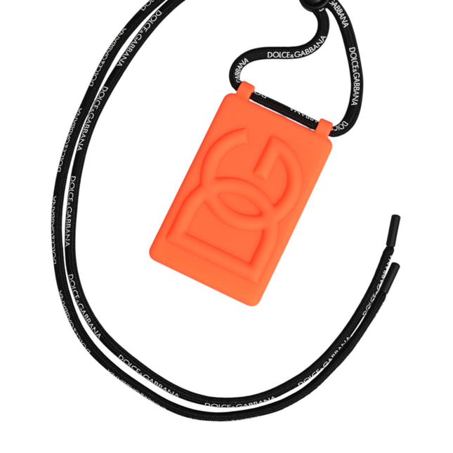 Dolce & Gabbana Holder Neon Orange Rubber DG Embossed Adjustable Badge