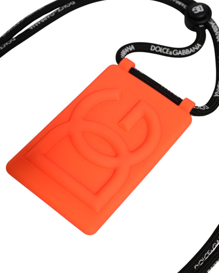 Dolce & Gabbana Holder Neon Orange Rubber DG Embossed Adjustable Badge