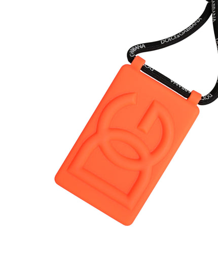 Dolce & Gabbana Holder Neon Orange Rubber DG Embossed Adjustable Badge
