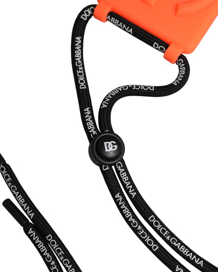 Dolce & Gabbana Holder Neon Orange Rubber DG Embossed Adjustable Badge
