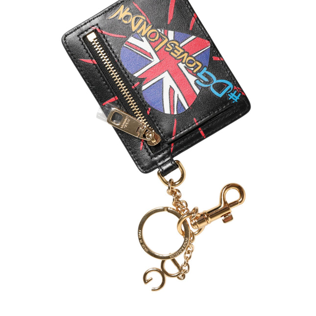 Dolce & Gabbana Black Leather #DGLovesLondon Cardholder Coin Case Keyring