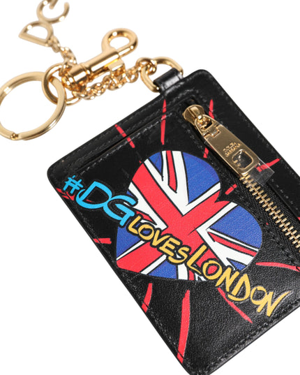 Dolce & Gabbana Black Leather #DGLovesLondon Cardholder Coin Case Keyring