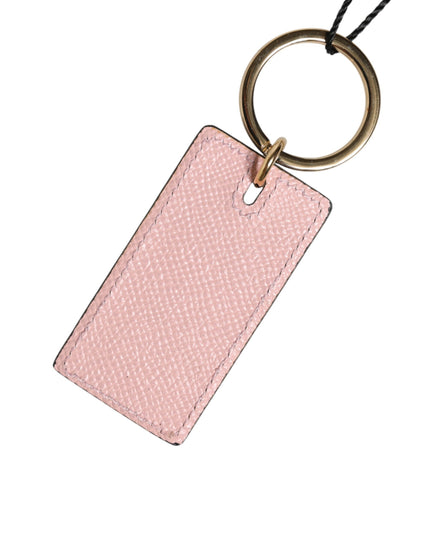 Dolce & Gabbana Pink Calf Leather DG Logo Metal Ring Keychain Keyring