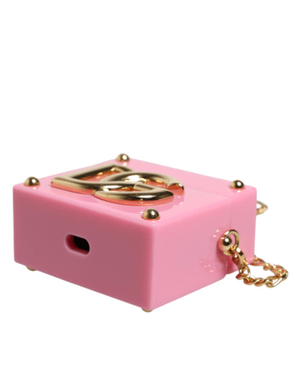 Dolce & Gabbana Pink DG Logo Plaque Cover Gold Chain Airpods Case