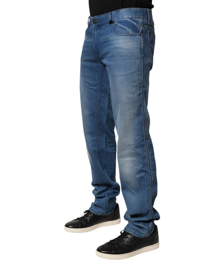 Verri Blue Washed Cotton Regular Fit Men Denim Trouser Jeans