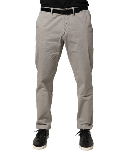 Jeckerson Gray Cotton Stretch Tapered Fit Men Chino Trouser Pants