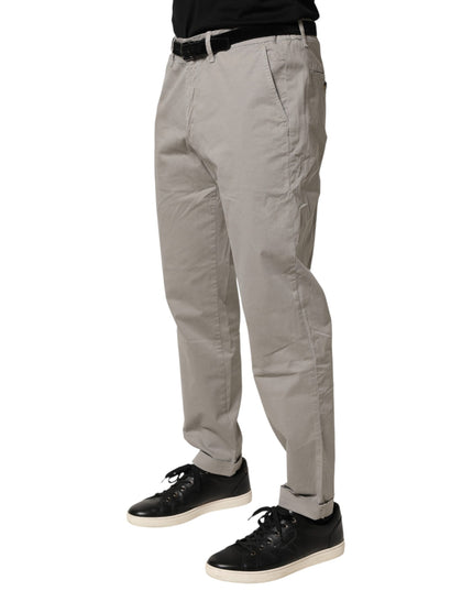 Jeckerson Gray Cotton Stretch Tapered Fit Men Chino Trouser Pants