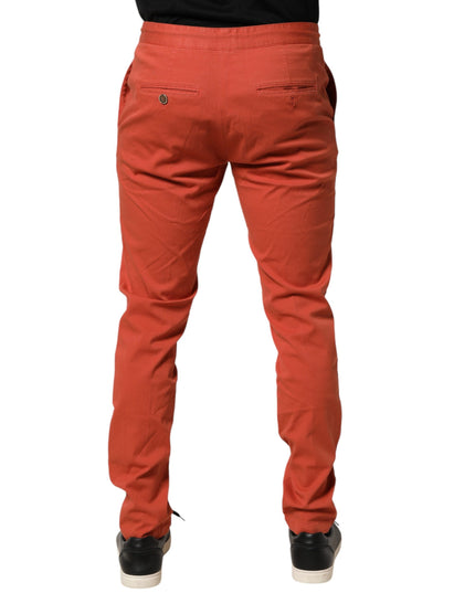 Domenico Tagliente Orange Skinny Fit Men Chino Trouser Pants