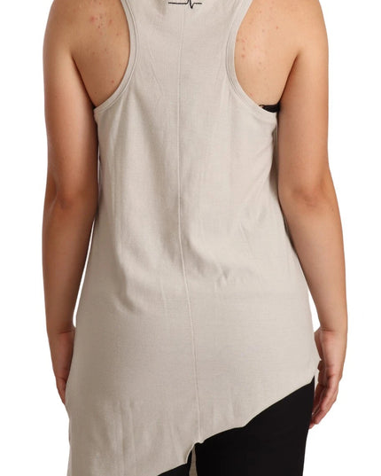 Max Mara Light Gray 100% Cotton Sleeveless Razor Back Tank Top