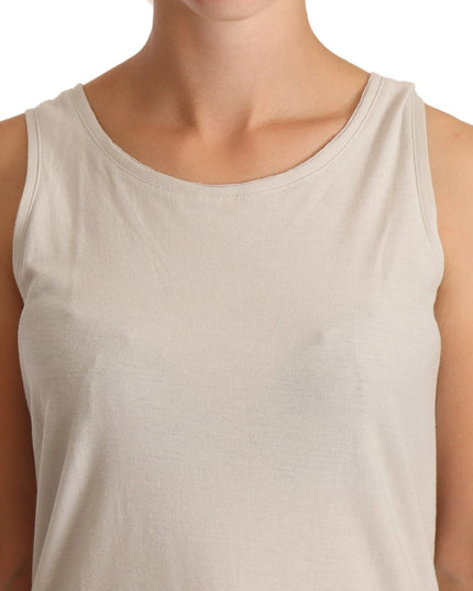 Max Mara Light Gray 100% Cotton Sleeveless Razor Back Tank Top