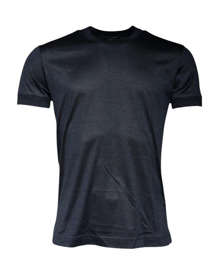 Dolce & Gabbana Blue Silk Crew Neck Short Sleeves Men T-shirt