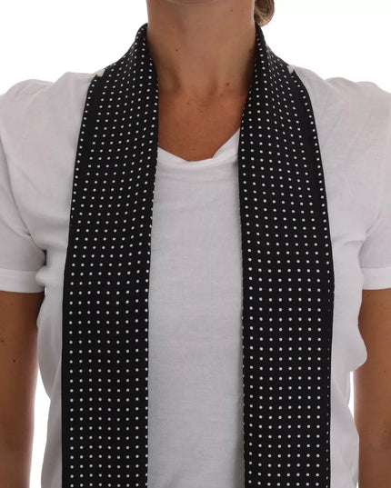 Dolce & Gabbana White Cotton Black Silk Scarf Top T-shirt