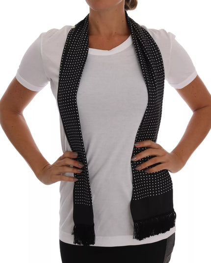 Dolce & Gabbana White Cotton Black Silk Scarf Top T-shirt
