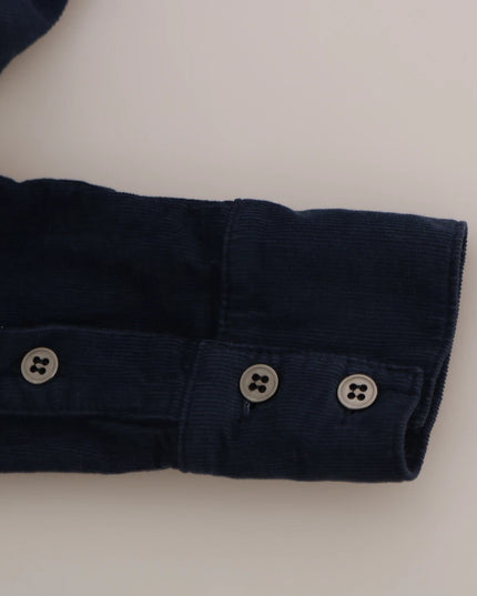 Acht Cotton Blue Corduroy Long Sleeves Shirt Top Blouse