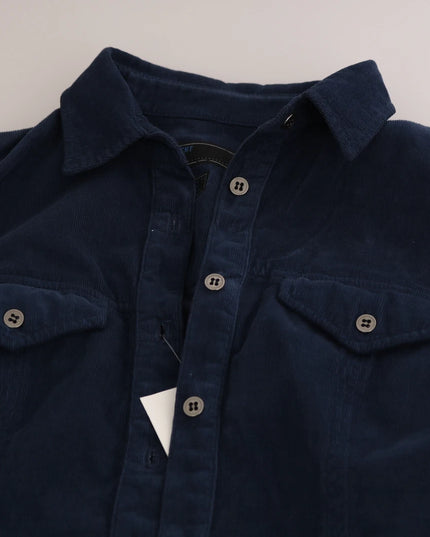 Acht Cotton Blue Corduroy Long Sleeves Shirt Top Blouse