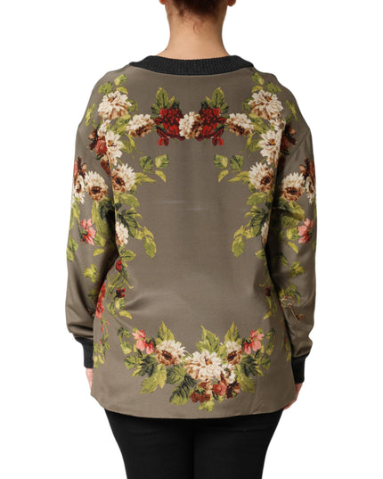 Dolce & Gabbana Enchanted Sicily Silk Crewneck Blouse Sweater