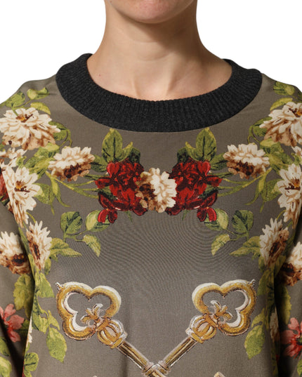 Dolce & Gabbana Enchanted Sicily Silk Crewneck Blouse Sweater